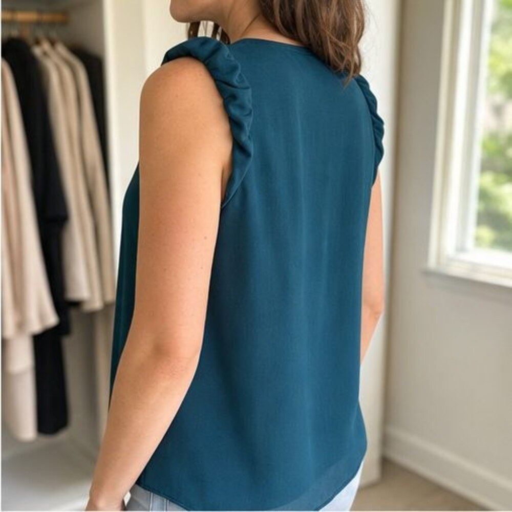 Teal Puff Sleeve Top - Picture 3 of 6